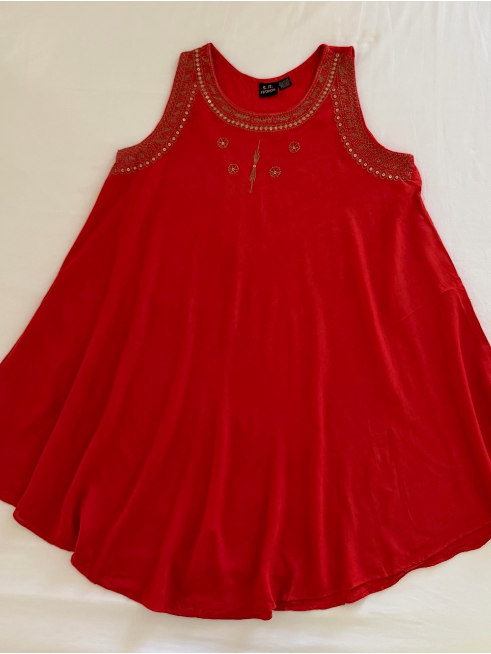 S.R. Fashion Red Embroidered Indian Style Dress